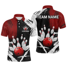 Load image into Gallery viewer, Custom Red Bowling Shirts for Men Polo &amp; Quarter-Zip Bowling Team Bowling League HNT83
