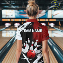 Load image into Gallery viewer, Custom Red Bowling Shirts for Women Polo &amp; Quarter-Zip Bowling Team Bowling League HNT83