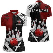 Load image into Gallery viewer, Custom Red Bowling Shirts for Women Polo &amp; Quarter-Zip Bowling Team Bowling League HNT83