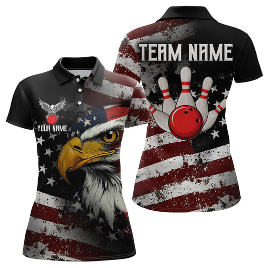 Custom US Eagle Bowling Jersey for Women Bowling Team Shirts Bowling Uniform Polo & 1/4 Zip HNT160