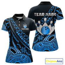 Load image into Gallery viewer, Blue Vintage Bowling Custom Women Bowling Shirt Polo &amp; Quarter-Zip Bowling Team Jerseys HNT69
