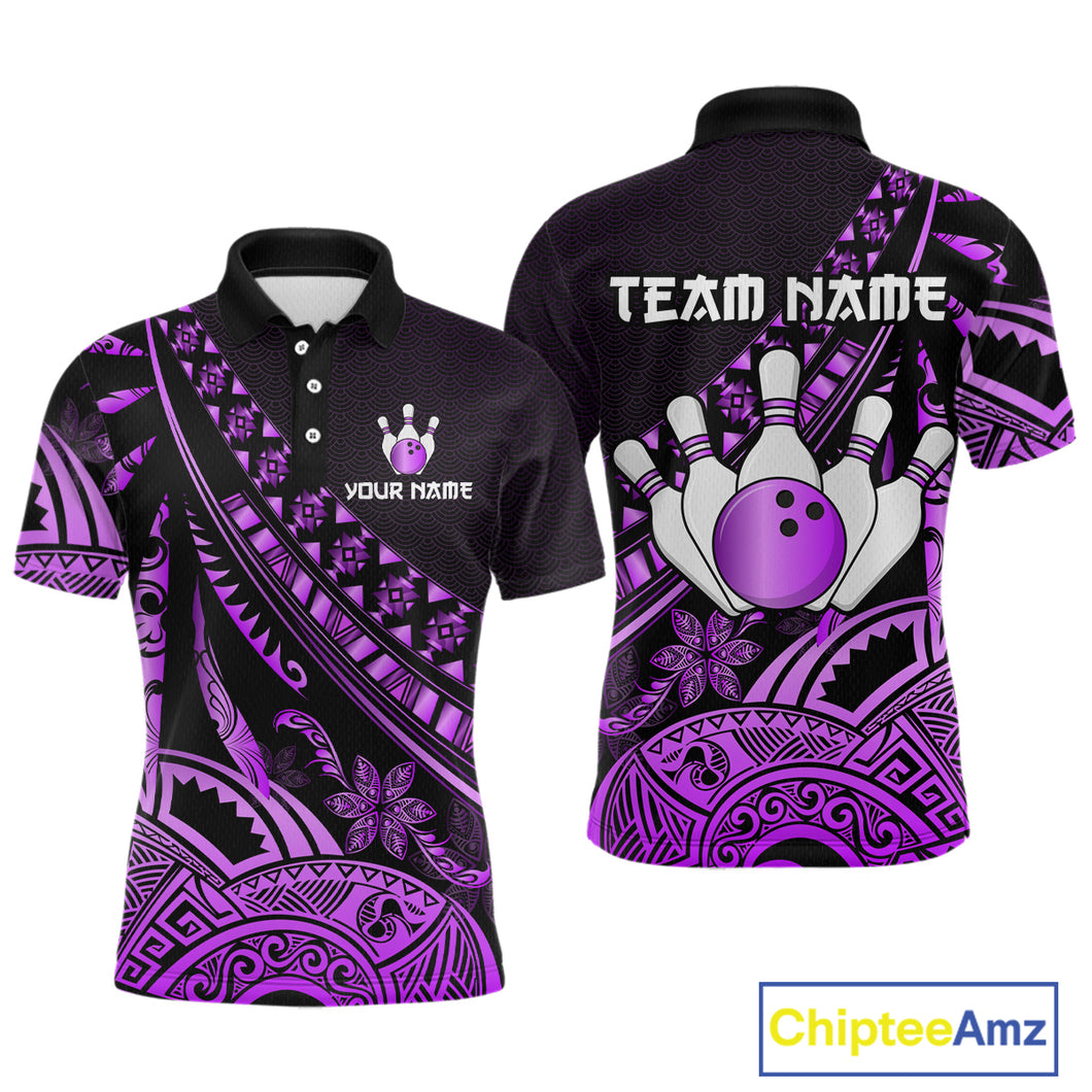 Purple Vintage Bowling Custom Men Bowling Shirt Polo & Quarter-Zip Bowling Team Jerseys HNT69