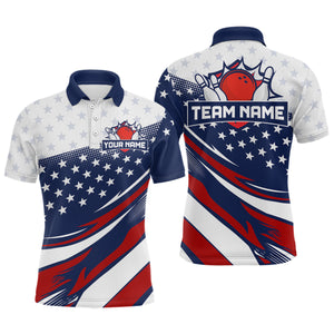 American Flag Bowling Custom Men Bowling Shirt Polo & Quarter-Zip Bowling Team Jerseys HNT50