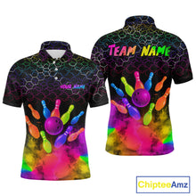 Load image into Gallery viewer, Colorful Bowling Custom Men Bowling Shirt Polo &amp; Quarter-Zip Bowling Team Jerseys HNT73