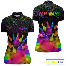 Load image into Gallery viewer, Colorful Bowling Custom Women Bowling Shirt Polo &amp; Quarter-Zip Bowling Team Jerseys HNT73