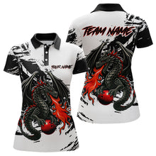 Load image into Gallery viewer, Custom Black Dragon Flame Bowling Women Shirts Bowling Gifts Polo &amp; 1/4 Zip Bowling Team Jerseys HNT100