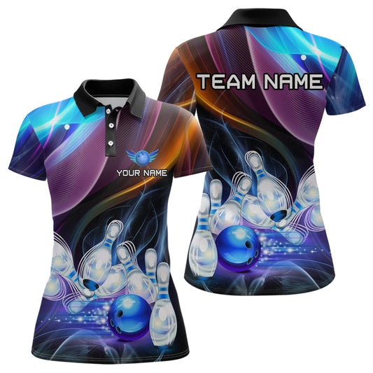 Custom Galaxy Bowling Jersey for Women Bowling Team Shirts Bowling Uniform Polo & 1/4 Zip  HNT157