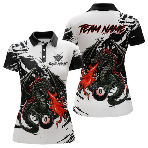 Custom Dragon Flame 8 Ball Billiard Shirts for Men Billiard Team Shirts Polo & 1/4 Zip Shirt NNT82