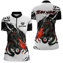 Load image into Gallery viewer, Custom Dragon Flame 8 Ball Billiard Shirts for Men Billiard Team Shirts Polo &amp; 1/4 Zip Shirt NNT82