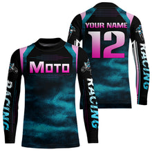 Load image into Gallery viewer, Turquoise Motocross Racing Jersey UPF30+ MX Racing Dirt Bike Jersey Kid Men Women DNT04
