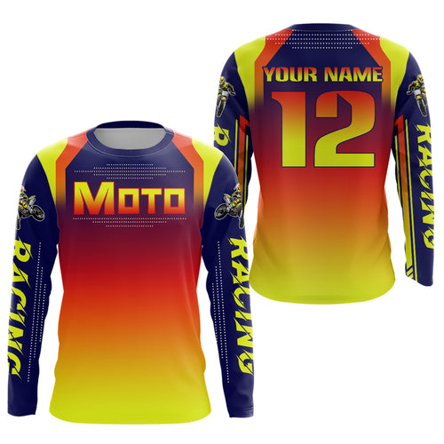 Yellow Orange Motocross Racing Jersey UPF30+ MX Racing Dirt Bike Jersey Kid Men Women DNT04