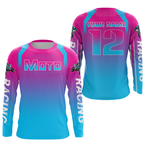 Pink Motocross Racing Jersey UPF30+ MX Racing Dirt Bike Jersey Kid Men Women DNT04