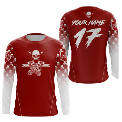 Custom Red Skull Motocross Shirts for Kid Adults Youth Motocross Jersey UPF30+Dirt Bike DNT70