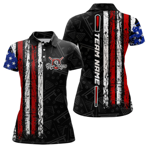 American Flag Billiard Jerseys 8 Ball Pool Billiard Shirts for Women Polo & 1/4 Zip Shirt NNT05
