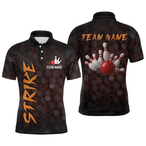 Custom Strike Red Bowling Men Bowling Shirt Polo & Quarter-Zip Bowling Team Jerseys HNT79