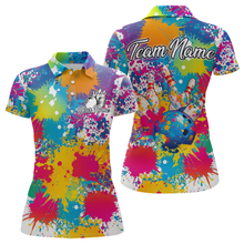 Load image into Gallery viewer, Custom Colorful Bowling Women Shirts Bowling Uniform Polo &amp; 1/4 Zip Bowling Team Jerseys HNT104