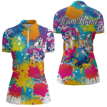 Load image into Gallery viewer, Custom Colorful Bowling Women Shirts Bowling Uniform Polo &amp; 1/4 Zip Bowling Team Jerseys HNT104