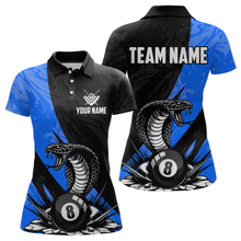 Load image into Gallery viewer, Custom Blue Cobra Snake 8 Ball Pool Billiard Shirts for Women Team Polo &amp; 1/4 Zip Shirts NNT57