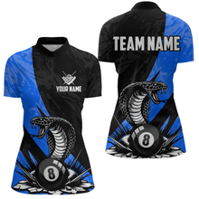 Load image into Gallery viewer, Custom Blue Cobra Snake 8 Ball Pool Billiard Shirts for Women Team Polo &amp; 1/4 Zip Shirts NNT57
