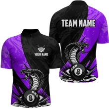 Load image into Gallery viewer, Custom Purple Cobra Snake 8 Ball Pool Billiard Shirts for Men Team Polo &amp; 1/4 Zip Shirts NNT57