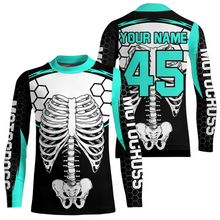 Load image into Gallery viewer, Turquoise Bone Motocross Racing Jersey UPF30+ MX Racing Dirt Bike Jersey Kid Men Women DNT01
