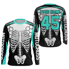 Load image into Gallery viewer, Turquoise Bone Motocross Racing Jersey UPF30+ MX Racing Dirt Bike Jersey Kid Men Women DNT01