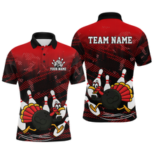 Load image into Gallery viewer, Custom Red Funny Turkey Bowling Jersey for Men Thanksgiving Bowling Team Shirts Polo &amp; 1/4 Zip HNT125