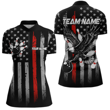 Load image into Gallery viewer, Custom Red US Flag Eagle Bowling Jersey for Women Bowling Uniform Polo &amp; 1/4 Zip Bowling Team Shirts HNT119