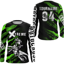 Load image into Gallery viewer, Custom Green Motocross Jersey Racing Shirts UPF30+ Dirt Bike Jersey Kid Men Women DNT09