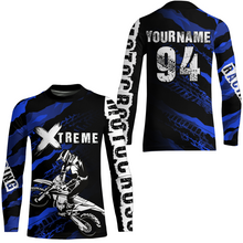 Load image into Gallery viewer, Custom Blue Motocross Jersey Racing Shirts UPF30+ Dirt Bike Jersey Kid Men Women DNT09