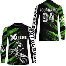 Load image into Gallery viewer, Custom Green Motocross Jersey Racing Shirts UPF30+ Dirt Bike Jersey Kid Men Women DNT09