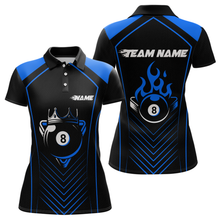Load image into Gallery viewer, Customized Blue 8 Ball Pool Crown Women&#39;s Billiard Shirts, Billiard Team Shirts Polo &amp; 1/4 Zip Shirts NNT37