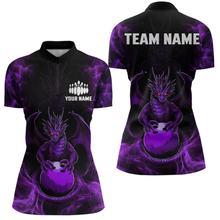 Load image into Gallery viewer, Purple Dragon Custom Name Bowling Shirts For Women, Bowling Team Jersey Polo &amp; Quarter-Zip Shirt HNT39