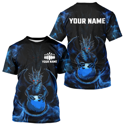 Blue Dragon Custom Name Bowling Shirts For Men, Bowling Team Shirt Bowling League HNT39