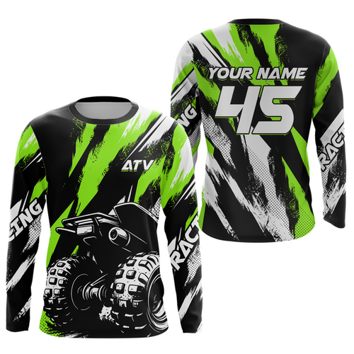 Custom Green ATV Motocross Jersey Racing Shirts UPF30+ Off-Road Jersey Kid Men Women DNT11
