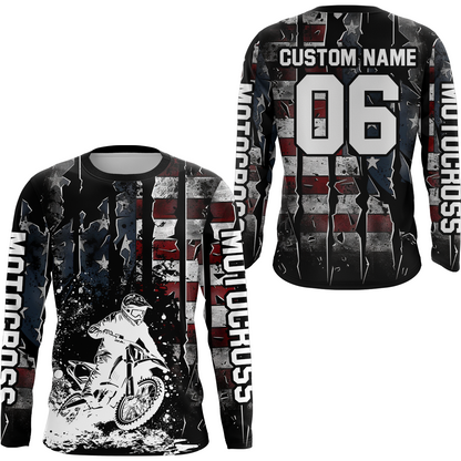 US Flag Motocross Racing Extreme Jersey Kid Men Women UPF30+Youth Motorcycle Shirt DNT88