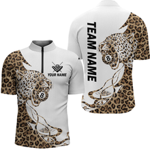 Load image into Gallery viewer, Personalized Leopard 8 Ball Billiard Shirts for Men Billiard Team Jersey Polo &amp; 1/4 Zip Shirts NNT66