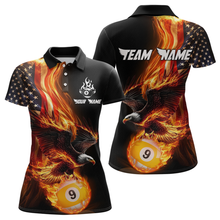 Load image into Gallery viewer, Custom 9 Ball American Flag Flaming Billiard Shirts for Women Billiard Team Shirt Billiard League NNT72