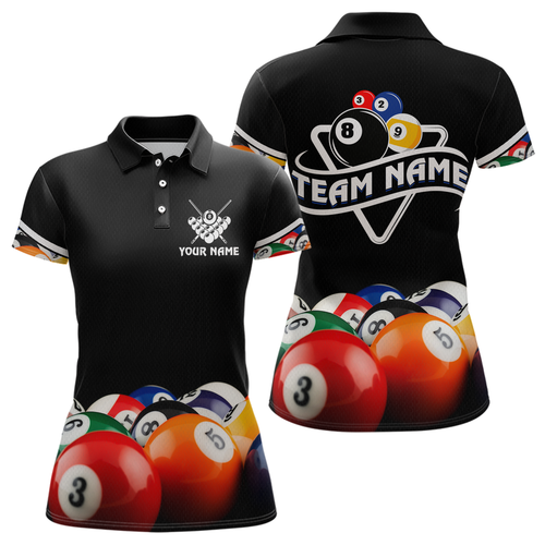 Custom Black 8 Ball Billiard Shirts for Women Billiard Team Shirts Billiard League Polo & 1/4 Zip NNT75