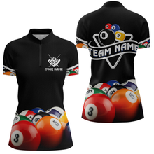 Load image into Gallery viewer, Custom Black 8 Ball Billiard Shirts for Women Billiard Team Shirts Billiard League Polo &amp; 1/4 Zip NNT75
