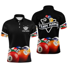 Load image into Gallery viewer, Custom Black 8 Ball Billiard Shirts for Men Billiard Team Shirts Billiard League Polo &amp; 1/4 Zip NNT75