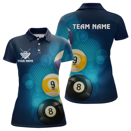 Custom 8 Ball Billiard Shirts for Women Billiard Team Shirts Billiard Uniform Polo & 1/4 Zip Shirt NNT76
