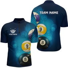 Load image into Gallery viewer, Custom 8 Ball Billiard Shirts for Men Billiard Team Shirts Billiard Uniform Polo &amp; 1/4 Zip Shirt NNT76