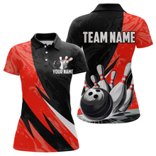 Load image into Gallery viewer, Custom Red Bowling Custom Women Bowling Shirt Polo &amp; Quarter-Zip Bowling Team Jerseys HNT75