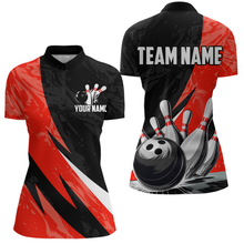 Load image into Gallery viewer, Custom Red Bowling Custom Women Bowling Shirt Polo &amp; Quarter-Zip Bowling Team Jerseys HNT75
