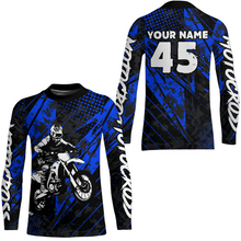 Load image into Gallery viewer, Blue Motocross Racing Jersey UPF30+ MX Racing Dirt Bike Jersey Kid Men Women DNT06
