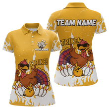 Load image into Gallery viewer, Custom Yellow Funny Turkey Bowling Jersey for Women Thanksgiving Bowling Team Shirts HNT115