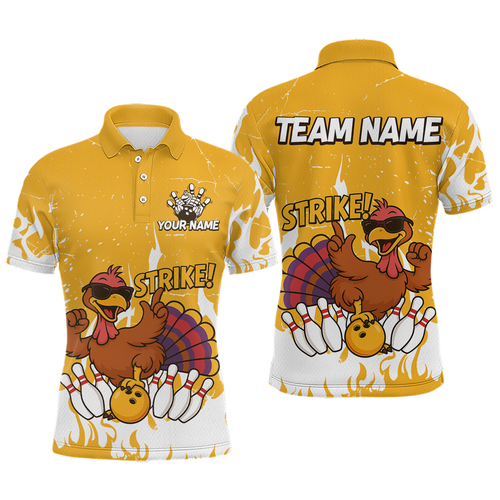 Custom Yellow Funny Turkey Bowling Jersey for Men Thanksgiving Bowling Team Shirts HNT115