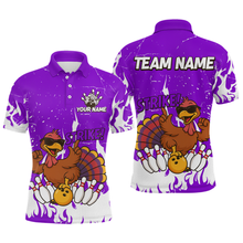 Load image into Gallery viewer, Custom Purple Funny Turkey Bowling Jersey for Men Thanksgiving Bowling Team Shirts HNT115