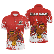 Load image into Gallery viewer, Custom Red Funny Turkey Bowling Jersey for Men Thanksgiving Bowling Team Shirts HNT115